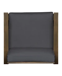 Rainsken Outdoor Accent Chair, Acacia Wood Patio Chair with Thick Cushions and Slat Panel Design, Weather Resistance for Backyard and Poolside