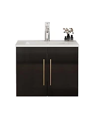 Sillysis Wall Mounted Bathroom Vanity with Sink, Double Doors, Soft Close Hinges