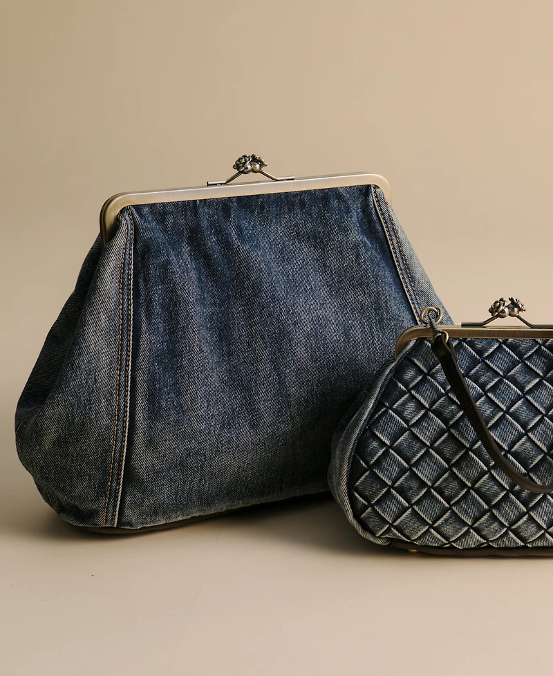 Patricia Nash Vivienne Medium Denim Frame Clutch Handbag