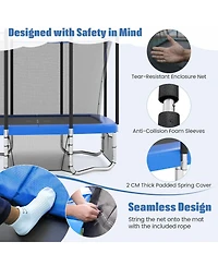Slickblue 10x8 Ft Rectangle Outdoor Trampoline with Basketball Hoop