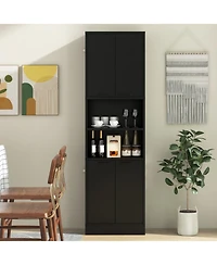 Gouun in Tall Kitchen Pantry Cabinet with Double Doors, Adjustable Shelves and 300 lbs Capacity