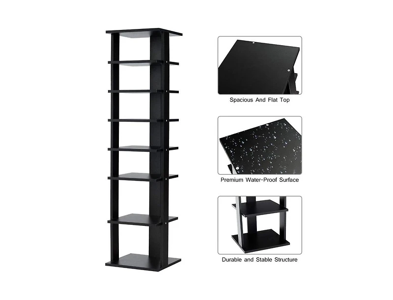 7-Tier Wooden Shoe Rack Organizer for Entryway or Closet Storage