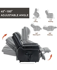 sumyeg Leather Power Lift Recliner Chair Heat Massage Manual with Usb Ports