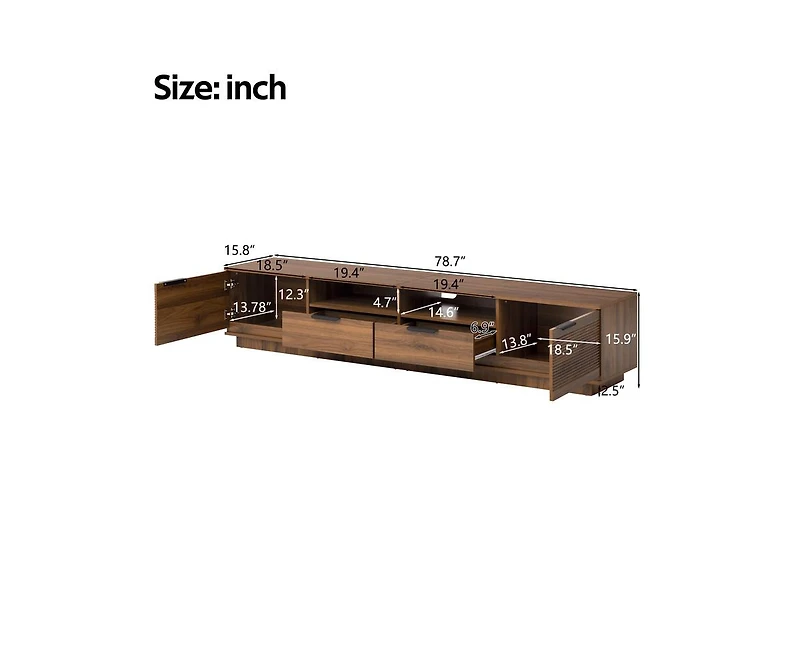 sumyeg 78 inch Modern Cabinet Tv Stand with Deep Drawer & Cable Management, Soft-Closing Hinges