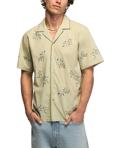 Lucky Brand Men's Embroidered Floral Shirt