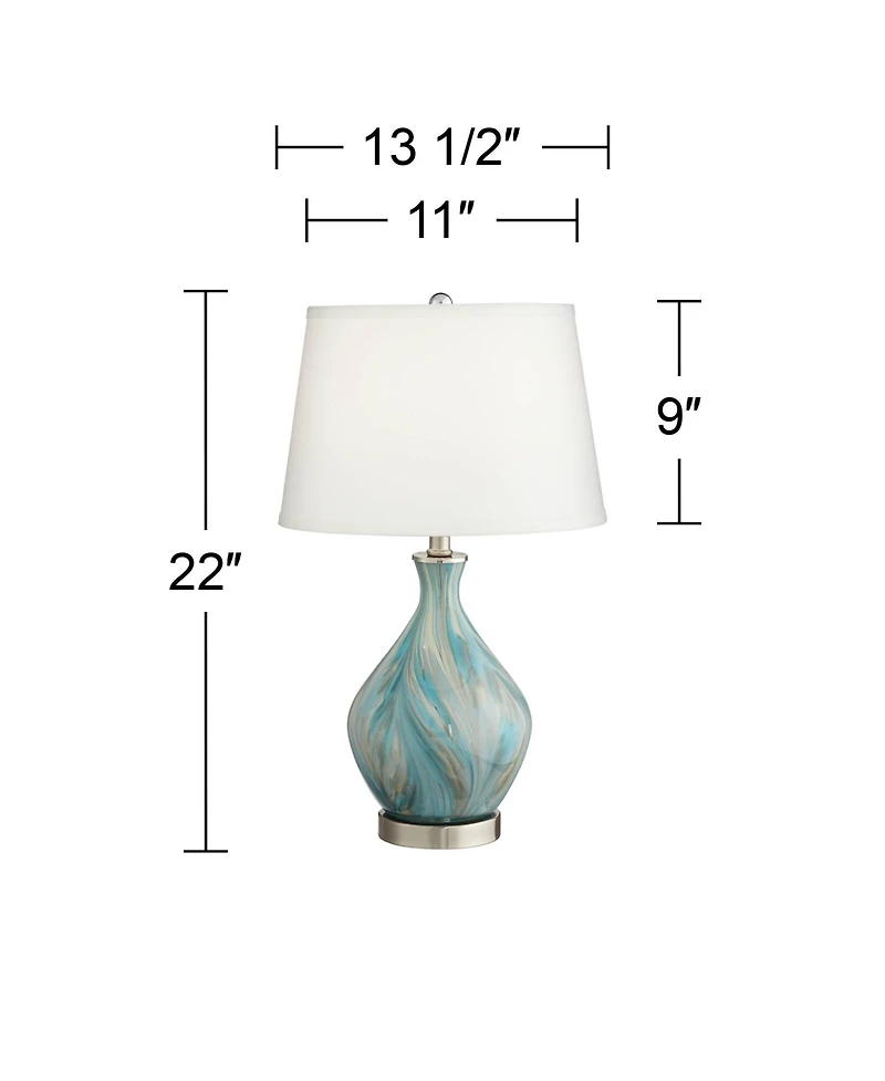 360 Lighting Cirrus 22" High Vase Modern Accent Table Lamps Set of 2 Handcrafted Art Glass Living Room