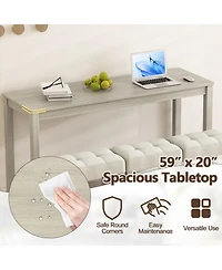 Gouun 4-Piece Counter Height Bar Table Set with 3 Upholstered Stools and Charging Station