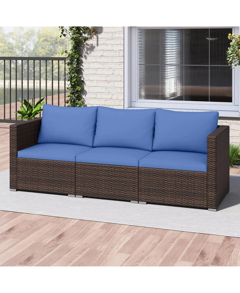Gouun 3-in-1 Outdoor Wicker Daybed with Adjustable Backrest and Storage Ottoman, 66 in Wide