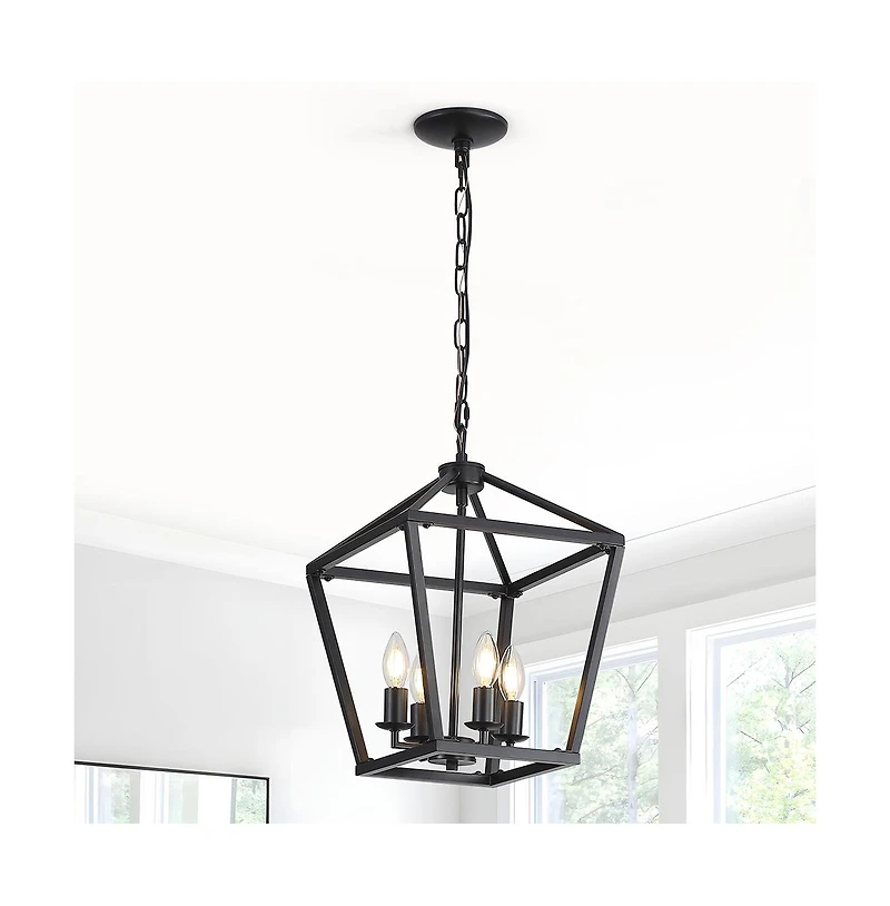 16-inch Modern Matte Black Iron Chandelier