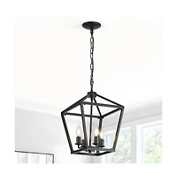 16-inch Modern Matte Black Iron Chandelier
