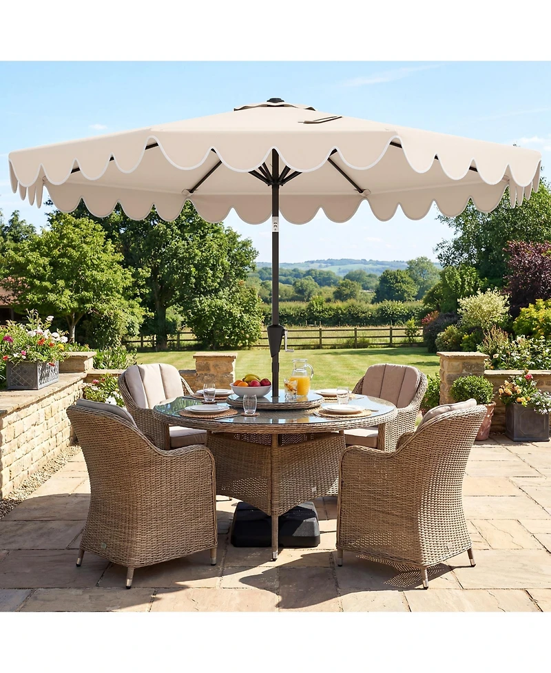 Costway Patio Umbrella with Weighted Base, Sandbags, Push Button Tilt and Crank