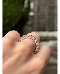 Suzy Levian Sterling Silver Cubic Zirconia Pave U-Shape Setting Eternity Band Ring