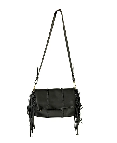 Carlos Falchi Medium Fringe Leather Crossbody Messenger
