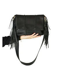 Carlos Falchi Medium Fringe Leather Crossbody Messenger