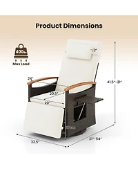 Gymax Set Of 2 Outdoor 360° Swivel Rattan Recliner Chair Patio Wicker Chaise Lounge Chair