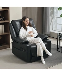Homcom Massage Recliner Chair with Heat, Swivel Rocker with Footrest