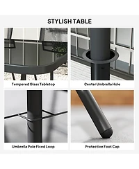 Outsunny 8 Piece Patio Dining Set with Umbrella Folding Chairs Table