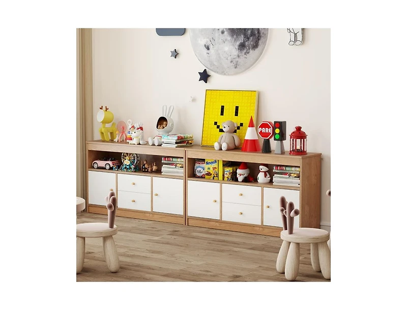 Slickblue Kids Toy Storage Organizer with Open Shelf and 2 Drawers