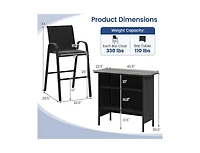 Slickblue Outdoor 3-Piece Bar Set with 2-Tier Storage and Footrest