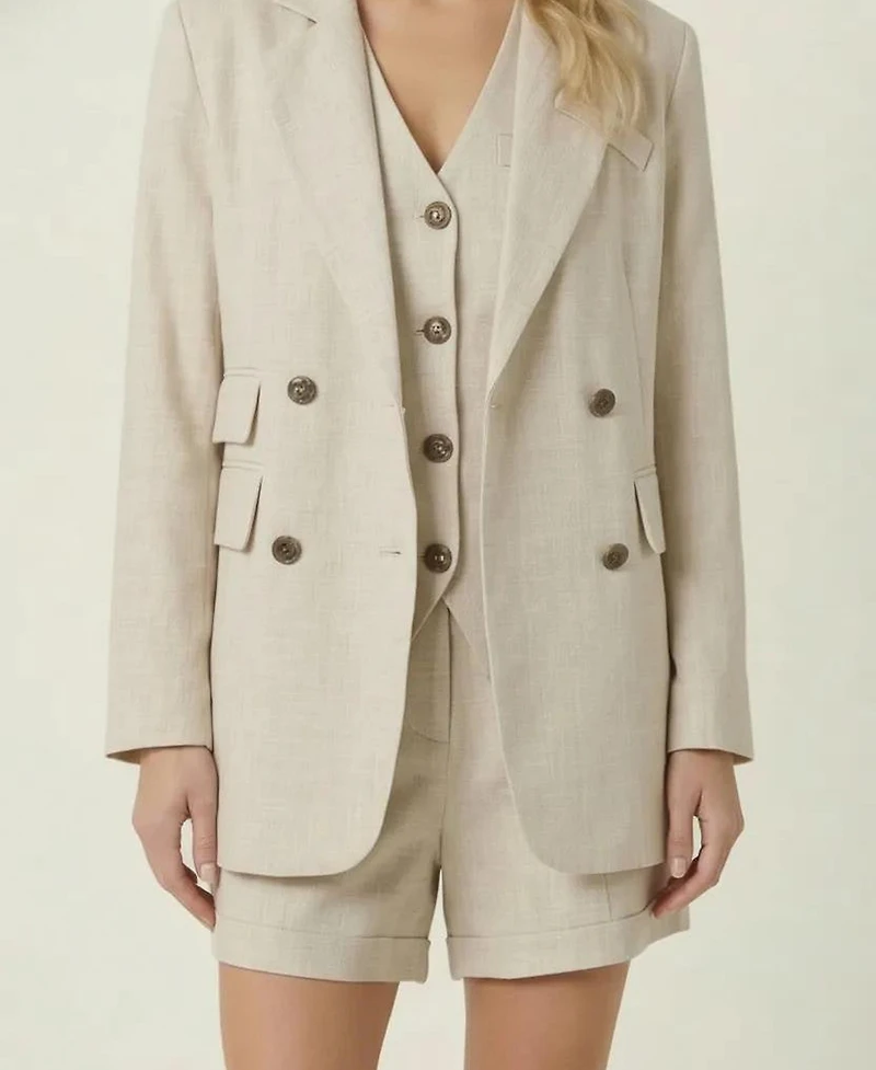 Modenaire Women's 3-Piece Blazer Vest Shorts Set