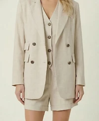 Modenaire Women's 3-Piece Blazer Vest Shorts Set