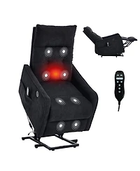 Boyel Living Faux Leather Power Lift Recliner Chair 155° with Massage Heat Usb for Indoor Elderly