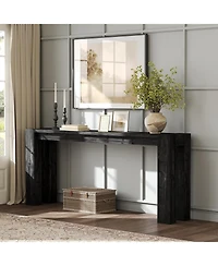 Tribesigns Solid Wood Console Table for Entryway, 70.9-Inch Extra Long Farmhouse Sofa Behind Couch