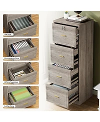 Tribesigns 4-Drawer File Cabinet, Vertical Filing Cabinet with Lock, Wood Storage Cabinet for Home Office,Locable File Cabinet for A4/F4/Letter/Legal