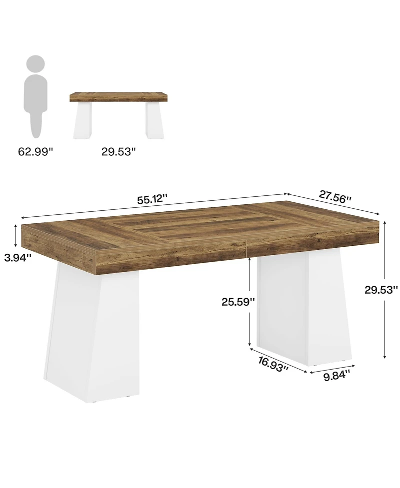 Tribesigns 55" Executive Wooden Desk with Double Pedestal