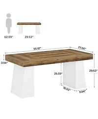 Tribesigns 55" Executive Wooden Desk with Double Pedestal