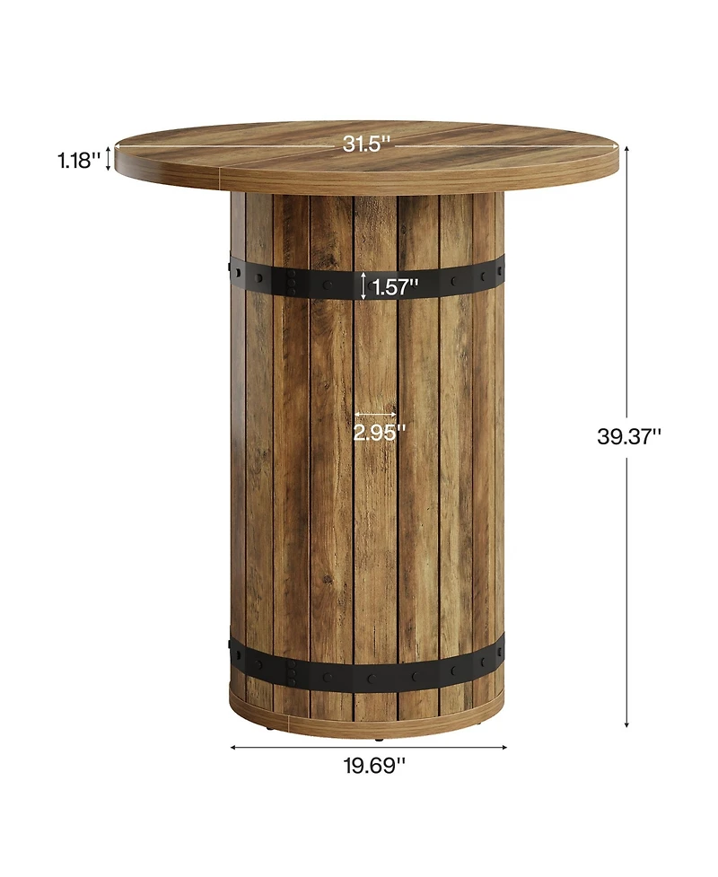 Tribesigns Round Bar Table, 39.4-Inch Height, Bistro Pub Table for Kitchen, Living Room, Small Space