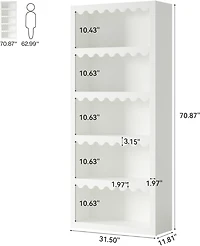 Tribesigns 5-Tier Open Bookcase, 70-Inch Tall Bookshelf with Scalloped Edges