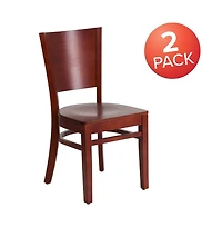 Emma+Oliver 2 Pack Solid Back Wooden Restaurant Chair