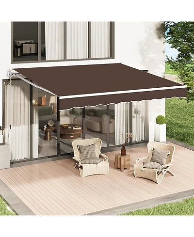 Aecojoy 13'x10' Manual Retractable Awning Sun Shade, Patio Awning Canopy