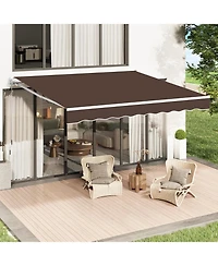 Aecojoy 13'x10' Manual Retractable Awning Sun Shade, Patio Awning Canopy