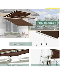 Aecojoy 13'x10' Manual Retractable Awning Sun Shade, Patio Awning Canopy