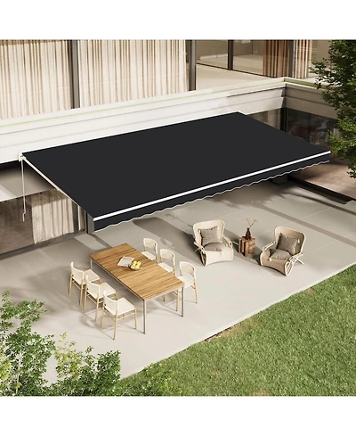 Aecojoy 13'x10' Manual Retractable Awning Sun Shade, Patio Canopy