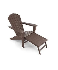 Gouun Outdoor Hdpe Adirondack Chair with Retractable Pull-Out Ottoman, in Seat