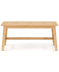 Gouun Bamboo Dining Bench with Woven Rattan Seat 660 lbs Capacity