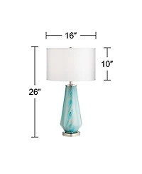 Possini Euro Design Jaime Modern Table Lamps 26" High Set of 2 Art Glass Fabric Drum Shade for Bedroom Living Room Bedside Nightstand