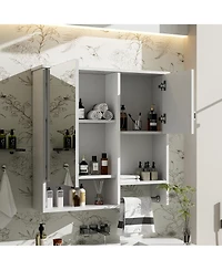 Busdays 29 x 28 Inch Wall Mounted Bathroom Medicine Cabinet with Mirror Over Toilet Storage Cabinet with Towel Bar Space Saver Design