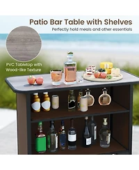 Sugift 3 Piece Outdoor Bar Set with Footrest and 2-Tier Shelf