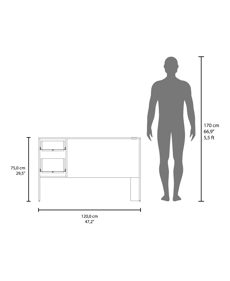 Fm Furniture Magia Desk, 2 Drawers (1 Lockable), Modern Design, Home Office