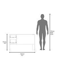 Fm Furniture Magia Desk, 2 Drawers (1 Lockable), Modern Design, Home Office