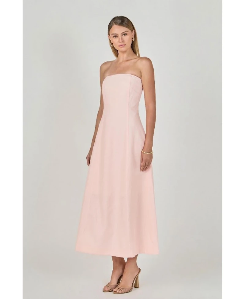 endless rose Women's Linen Strapless Dress