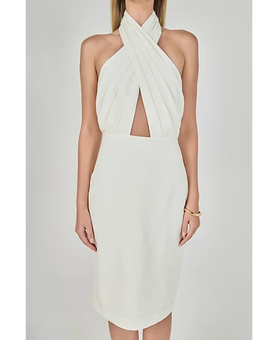 endless rose Women's Draped Halter Midi Dress