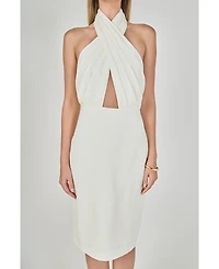 endless rose Women's Draped Halter Midi Dress