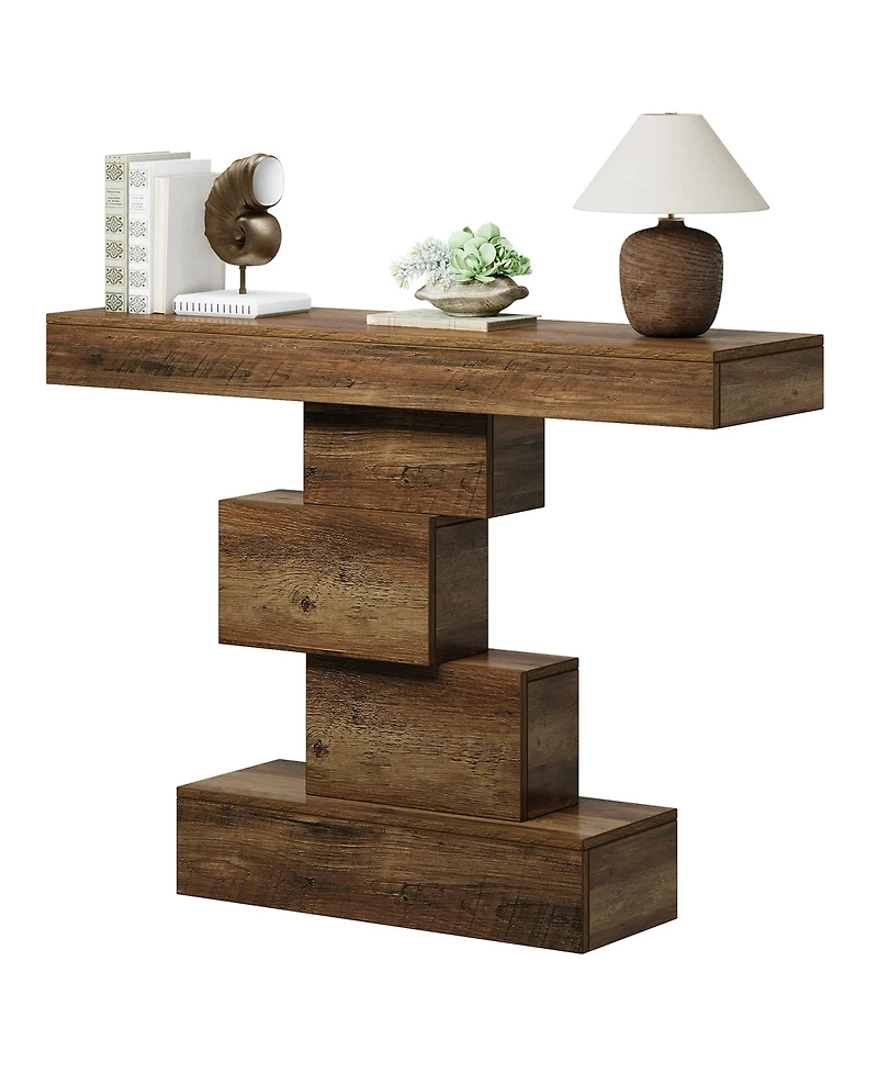 Tribesigns Farmhouse Console Table, 42.5-Inch Narrow Wood Sofa Table Behind Couch, Industrial Entryway Accent Table