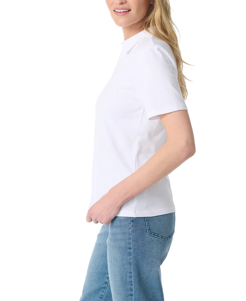 Gloria Vanderbilt Women's Point Collar Short-Sleeve Polo T-Shirt