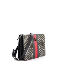 Pre-Owned Gucci Small Bee Web Zip Messenger Bag Caleido Gg Coated Canvas